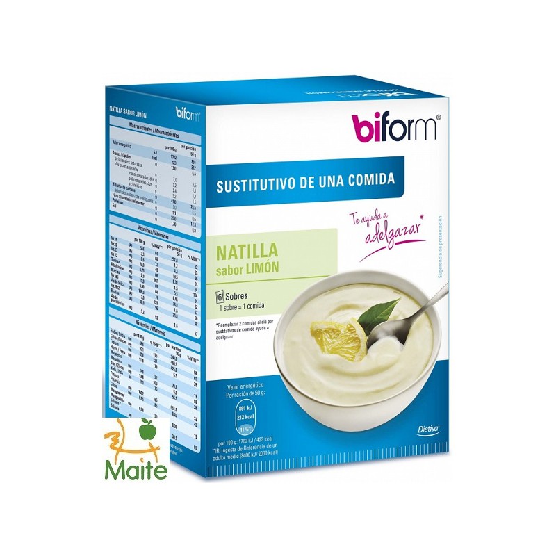 Natilla hipocalòrica Biform sabor llima substitutiva de menjades