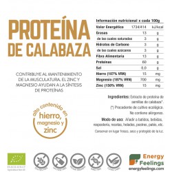 Proteína de calabaza ecológica tiene un alto valor biológico