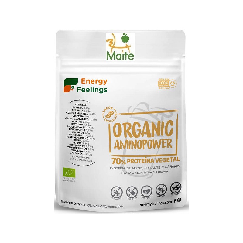 Organic Amino Power Eco 70% sabor xocolata són proteïnes vegetals